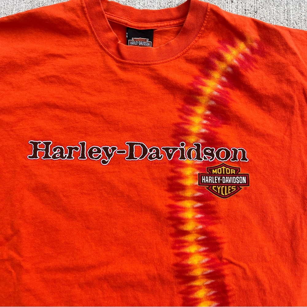 Y2K Orange Tie Dye Harley Davidson Motorcycles T-shirt size XL Nashville TN - Picture 2 of 5